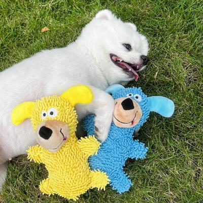 Cartoon Quietschender Hundespielzeug Kreatives Abriebfestes Reinigungs-Zahnkau-Spielzeug Weiches Bissfestes Haustier-Kauspielzeug Plüschtier Zähne schleifen