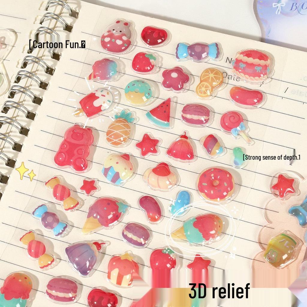 Creative 3D Cartoon Embossed Stickers for Kids – Waterproof Decorative Stickers for Girls.