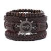 Amazon European and American cross-border retro metal rudder leather bracelet versatile woven 4-piece combination beaded hand jewelry