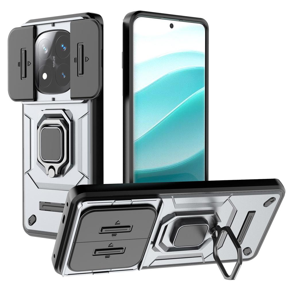 For Xiaomi Redmi Note 14 Pro+ 5G Case PC+TPU Kickstand Phone Protector with Lens Cover