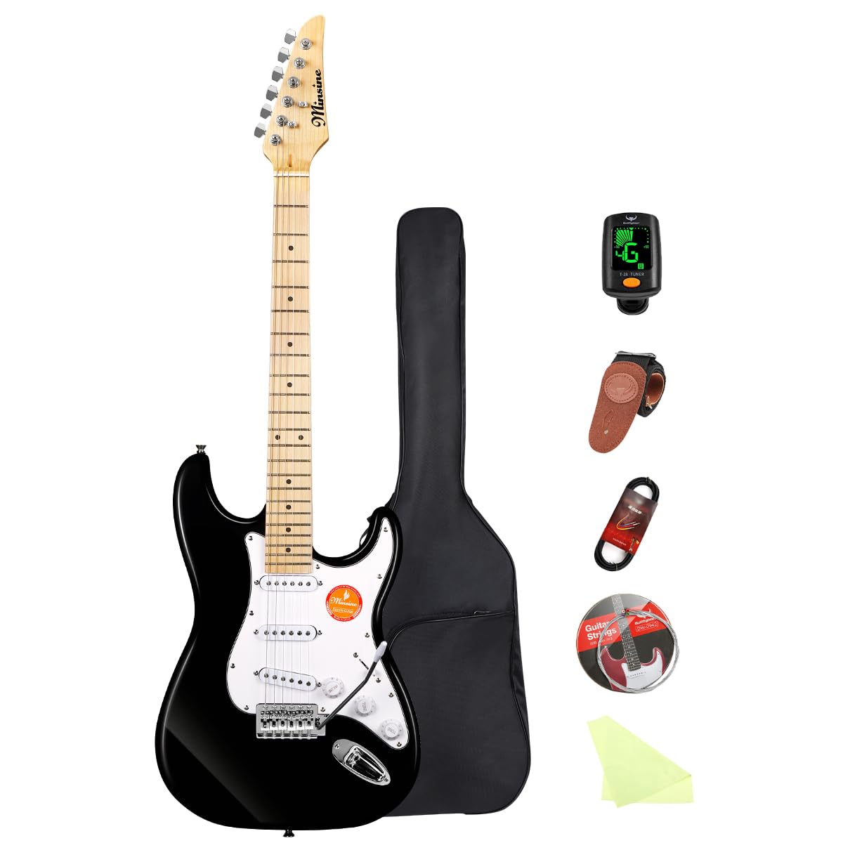 Bullfighter Electric Guitar Beginner Set for and Adults Includes and Strap ST Electric Guitar MS100 Boys, Girls, Students, - Strings, Picks, Case, -