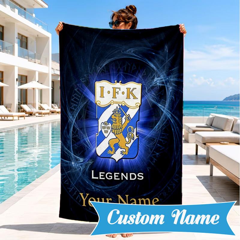 Custom Name Goteborg Crest Personalized Microfiber Beach Towel, Quick-Dry, Ideal for Summer Travel, Beach Essential, Swimming