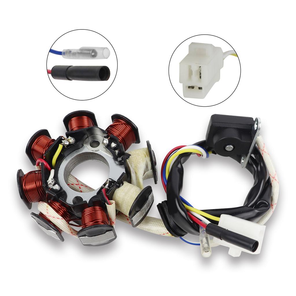 8 Poles Coil Ignition Magneto Stator for GY6 49cc 50cc 110cc 125cc 150cc 139QMB 147QMD 152QMI 157QMJ Scooter Moped Dirt Bike