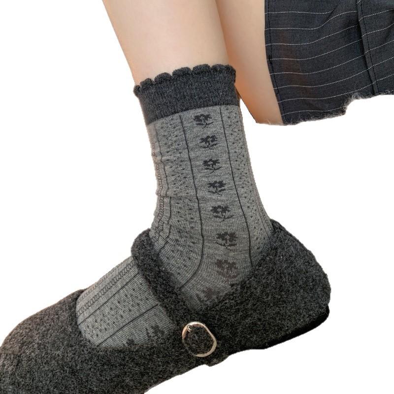 Sock Children: Short Stockings, Cute and Fresh Ones, Pile Socks, Floral Patterns, Versatile and Soft Girls' Cotton Socks, School-style Socks