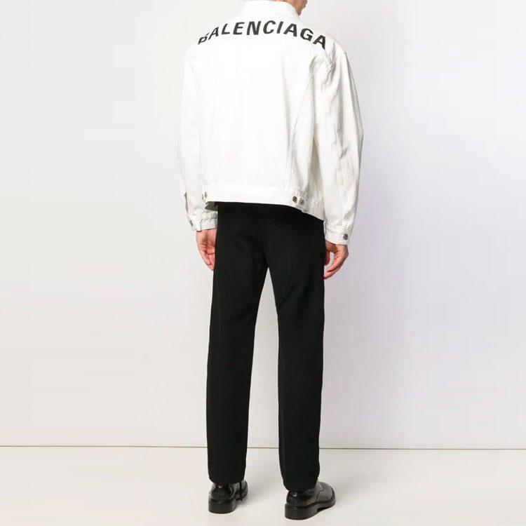 Balenciaga Men's Embroidered Logo Japanese Denim Jacket 571322TDW049765