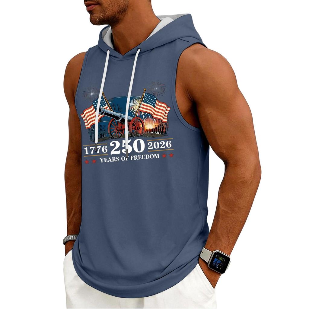 Men's Tank Top Gym Sleeveless Hoodie Shirt Washed Sports Muscle Shirts Fitness Vest With Hood