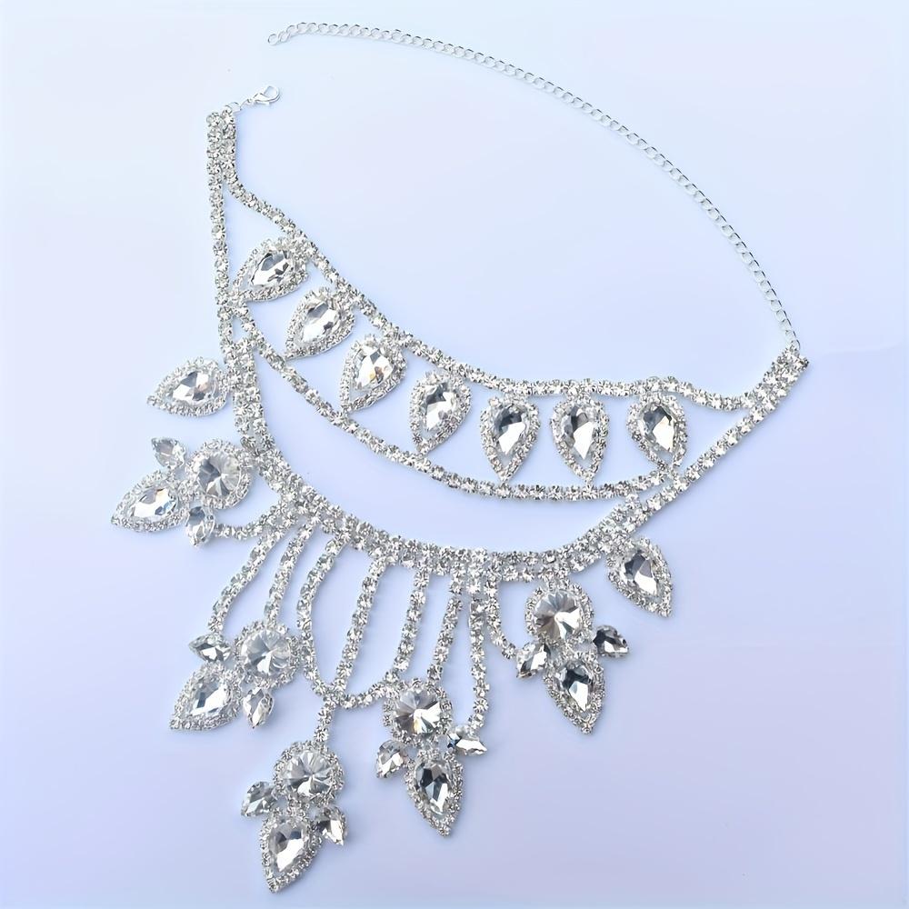 Exaggerated Sparkling Female Necklace Embellished With Rhinestones Bohemian Luxury Style Necklace