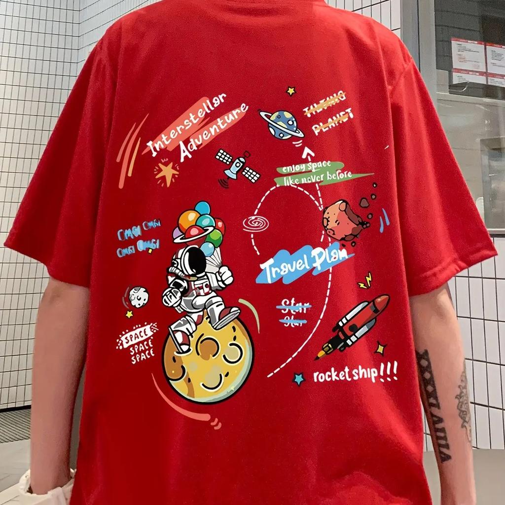 Astronaut 3D Printed Men's T-shirt, Loose and Fashionable Oversized Men's Short Sleeved, Casual Street Hip-hop Men's Clothing