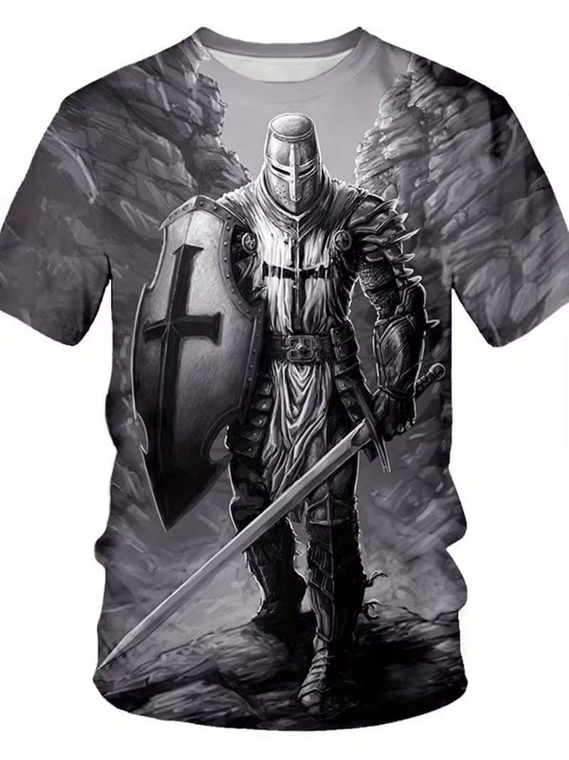 

Men s Retro 3D Graphic Print T-Shirt - Perfect for Daily Wear and Vacation S
