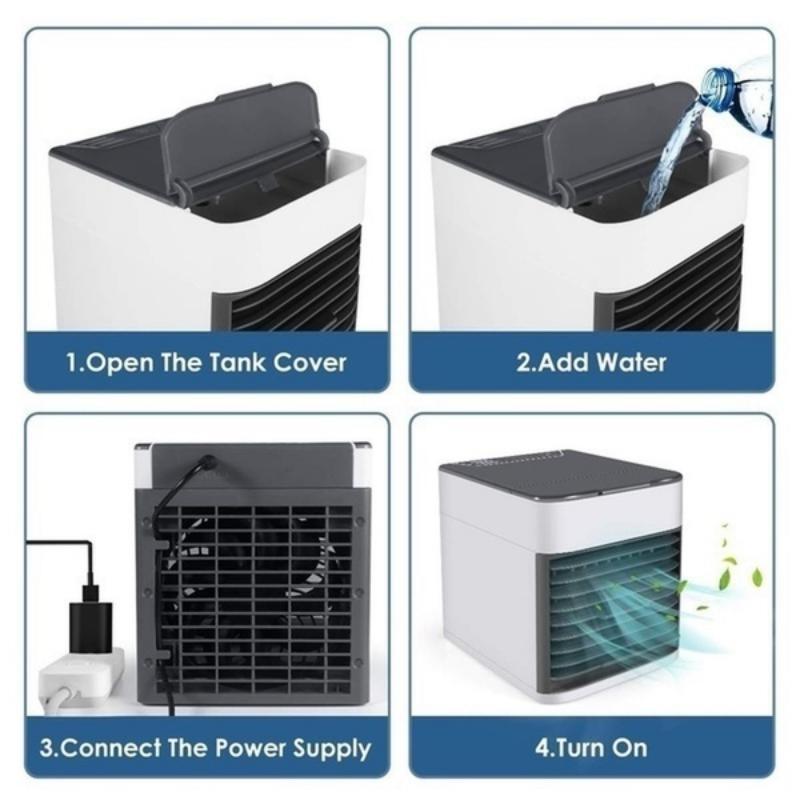 Aer condiționat personal portabil, Aer condiționat mic răcitor de aer cu 3 viteze ale vântului, ventilator AC mobil pentru birou pentru dormitor acasă