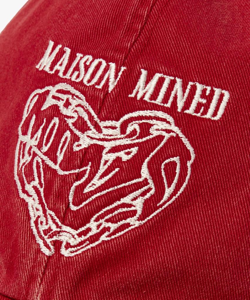 MAISON MINED Doodle Heart Vintage Washed Ball Cap Red