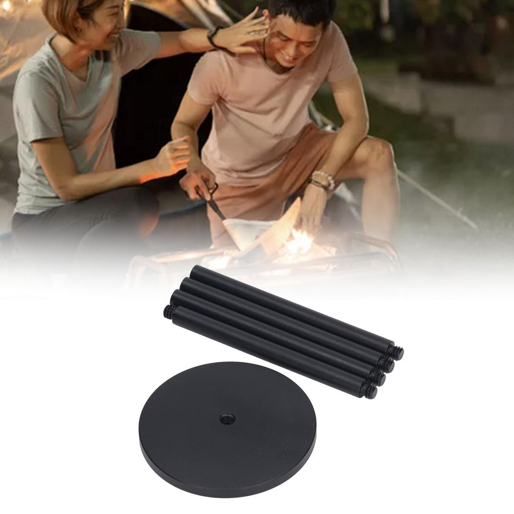 Camping Lantern Stand Collapsible 4 Sections Camping Lamp Pole with Base Aluminum Alloy Light Bracket for Outdoor Picnic