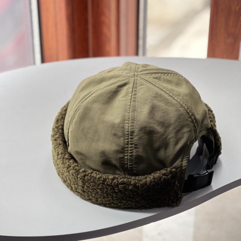 Autumn and Winter New Simple Lamb Wool Warm Landlord Hat Men and Women Casual Versatile Solid Color Hip Hop Melon Hat Tide