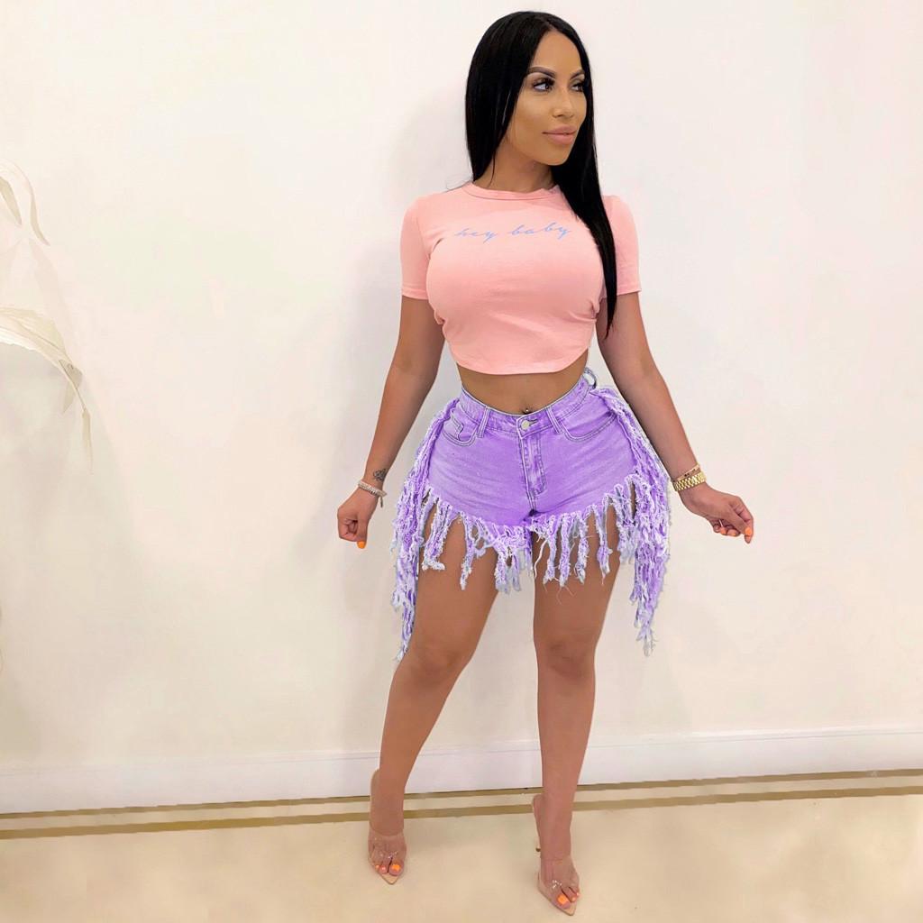 

Мода женщины Sexy Tassels щеткой джинсовые шорты случайные прямые брюки джинсы