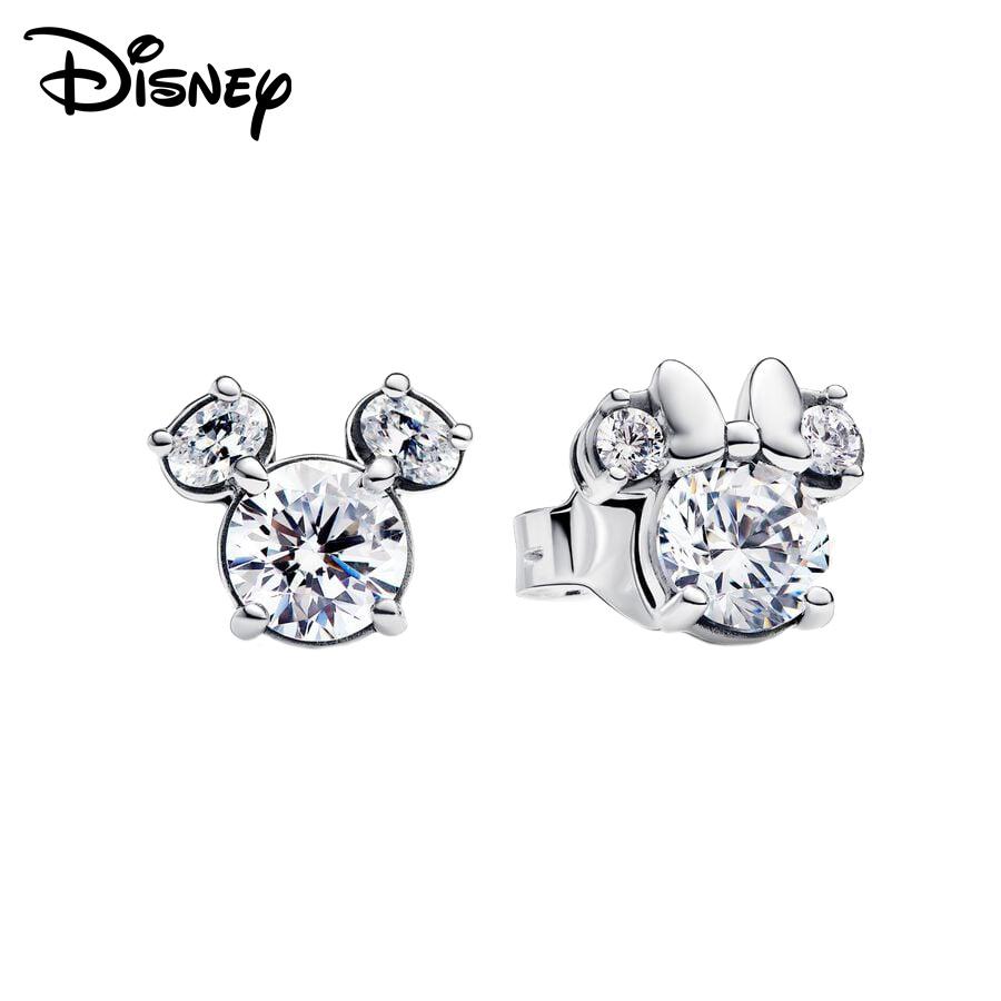 Disney 925 Silver Mickey and Flower Fairy Pendant Beads Suitable for Girls To DIY Original Bracelets Fashion Gifts