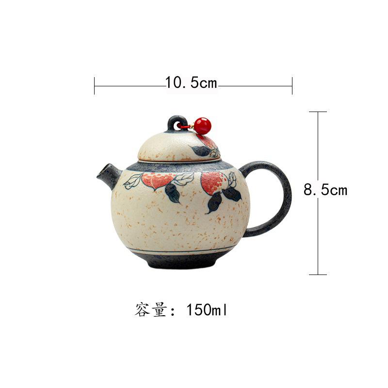 

150ml Hand-painted Peach Teapot Antique Tea Infuser Pot Tea Maker Kettle With Ball Hole Dahongpao Cha Accessories Craft