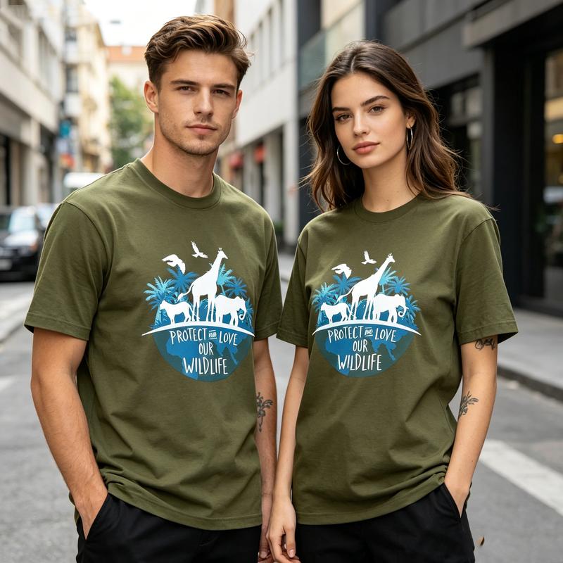 Wildlife Unisexs TShirt Protect and Love Animal Lover Unisex Tee Gift Style T Shirt Casual Summer