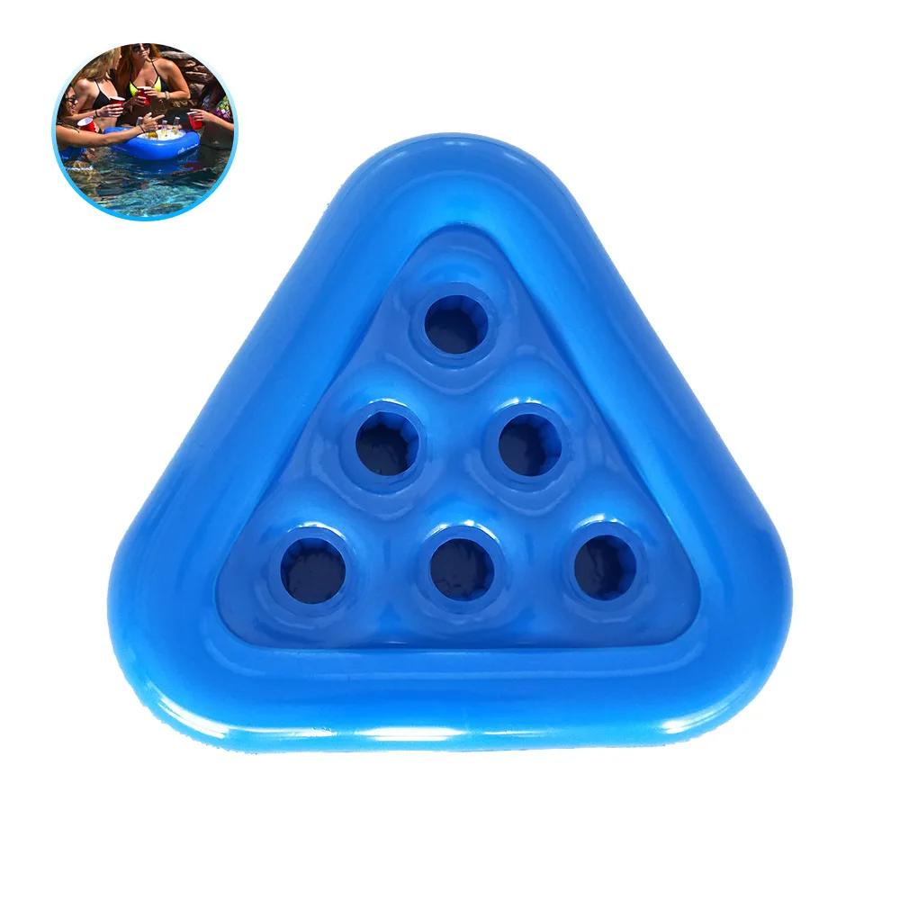 Beach Water Swimming Pool Inflatable Triangular Cup Holder, Six Hole Beer Tray, Beverage Cup Mat, Party Throwing Toy