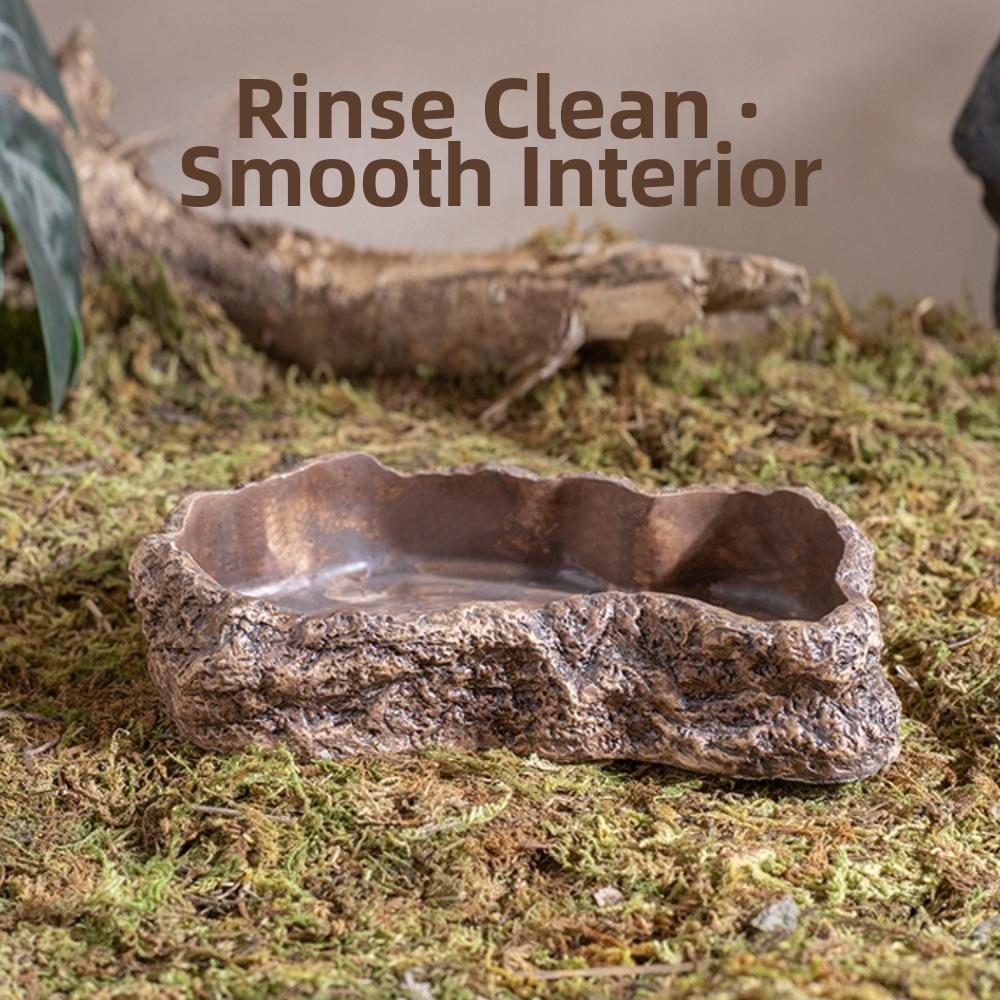 Simulated Rock Reptile Food Bowl Multiple Size Anti-slip Base Tortoise Water Bowl Habitat Decor Pet Reptile Feeder Pet Supplies