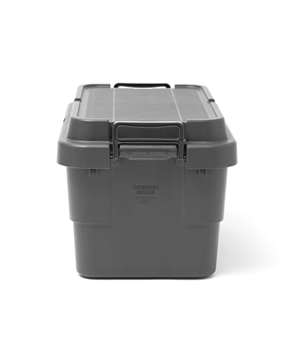 GORDON MILLER 50L Stackable Trunk Cargo Storage Box Organizer, Dark Gray, with Lid, Outdoor Seating, Large Capacity, 1664702
