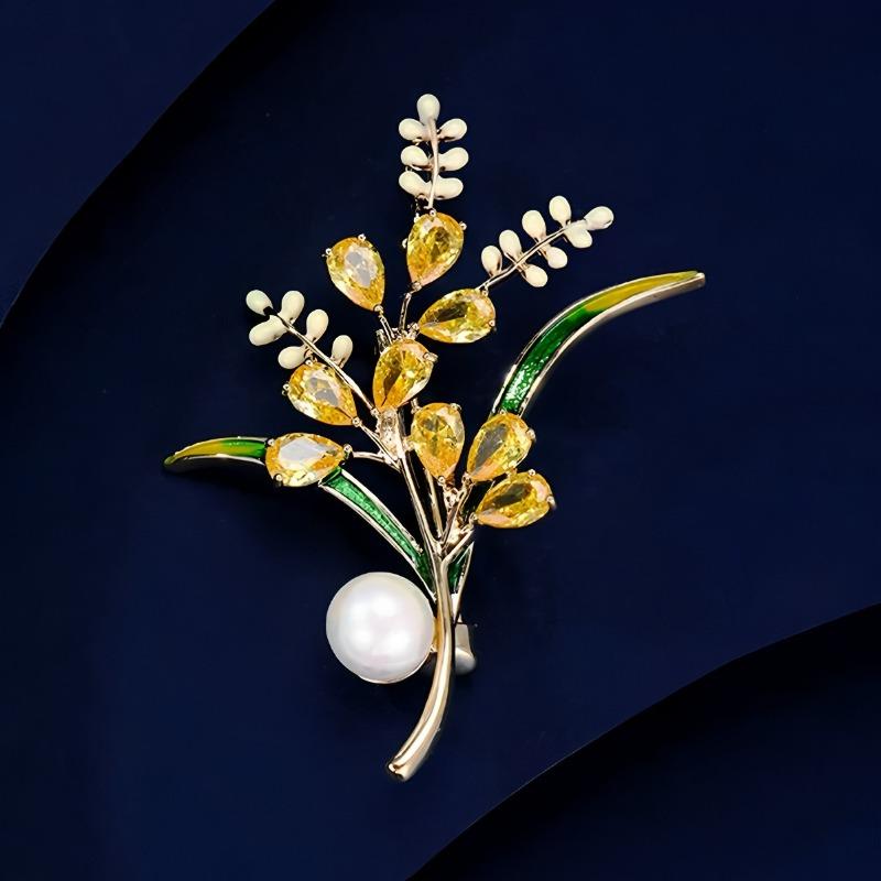 Harvest Wheat Ear Pin - Elegant and Graceful Crystal Brooch with Small Design Touch - Uncommon Pin for Special Occasions