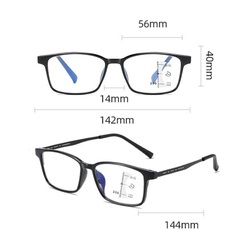 Titaninum Progressive Multifocal Glasses Unisex Flexible TR90 Reading Glasses Vintage Near Far Presbyopia Eyewear for Men Women