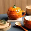 Cartoon Cute Ceramic Pumpkin Cup with Lid Breakfast Cup Dessert Soup Cup Oatmeal Cup Student Water Cup Mug