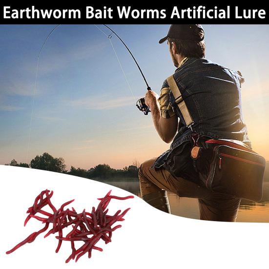 50Pcs 3.5cm Worm Bait Simulation High Elasticity Bite Resistant Angling Earthworm Bait Worms