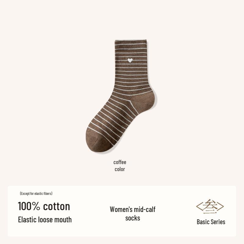 Women's 100% Cotton Mid-Calf Seamless Scrunch Socks - New Autumn/Winter Collection