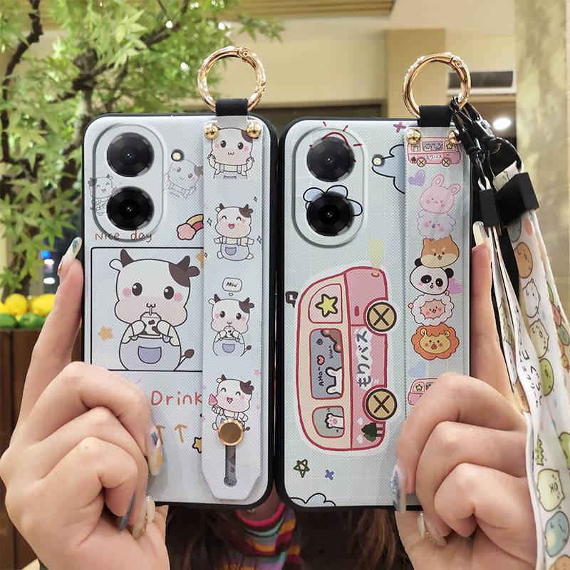 Ring Kickstand Phone Case For Redmi A5 4G/Xiaomi Poco C71 4G Cartoon Silicone Lanyard Shockproof Protective Soft Case
