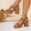 High-heeled Sandals 22 Summer New Open-toed Thick Heels Sexy European and American Temperament Large-size Sandals