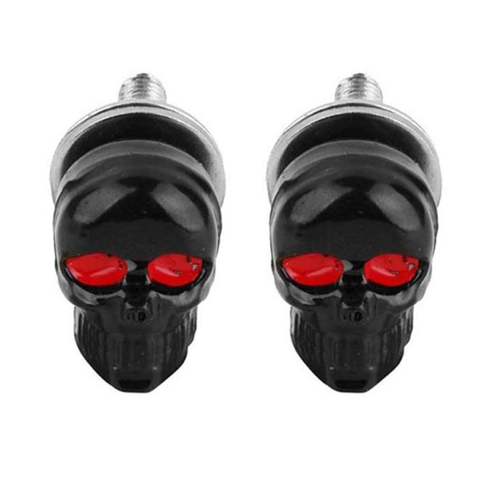 2Pcs Skull License Plate Frame Bolts Screws Fastener Cap Bolts for Motorcycle Car Truck Auto