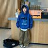 American-style retro fun animal cartoon alphabet pattern - Boys' and girls' casual hooded sweatshirt