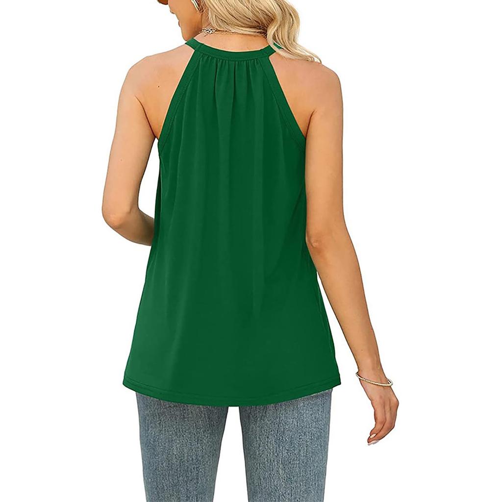 Women's Fashion Lace Pleated Sleeveless Vest T-shirt