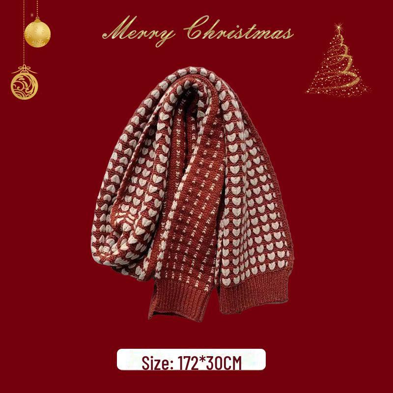 New Year Christmas Red Tassel Plaid Scarf - Women's High-End Warm Winter Korean Shawl