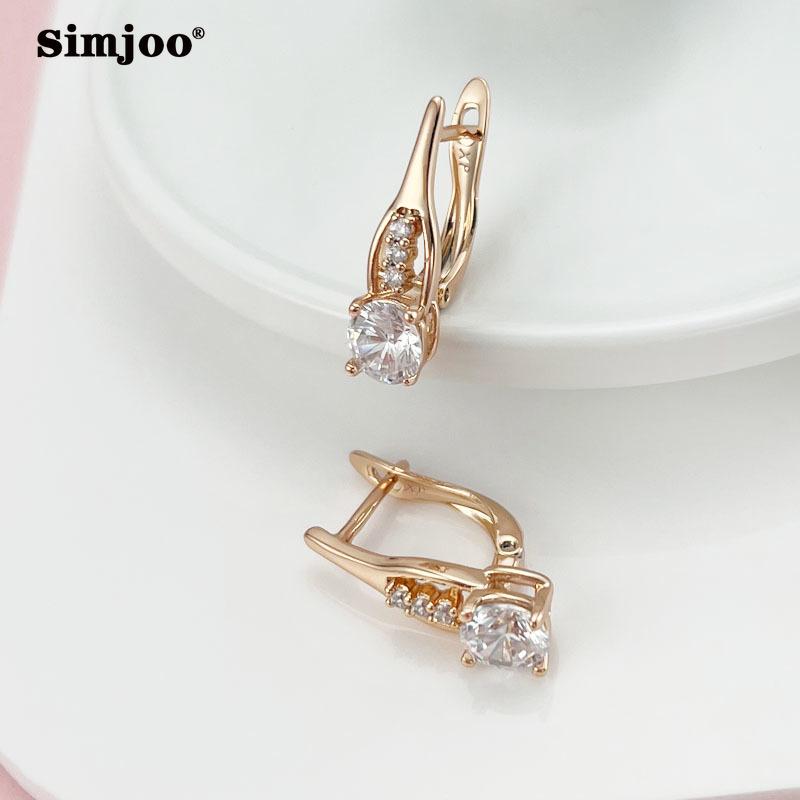 SIMJOO Zircon Earrings Chic Simple Rose Gold Color Earrings for Women