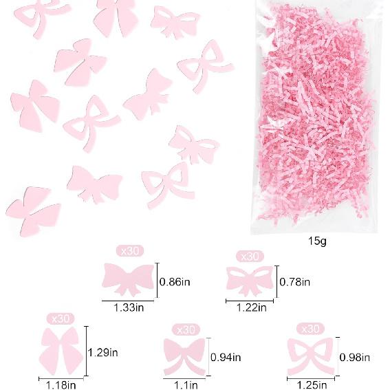 Coquette Girly First Birthday Party Decorations - Pink Bow Confetti, Baby Shower Decor, She's Tying The Knot, 1st Birthday Cake Smash