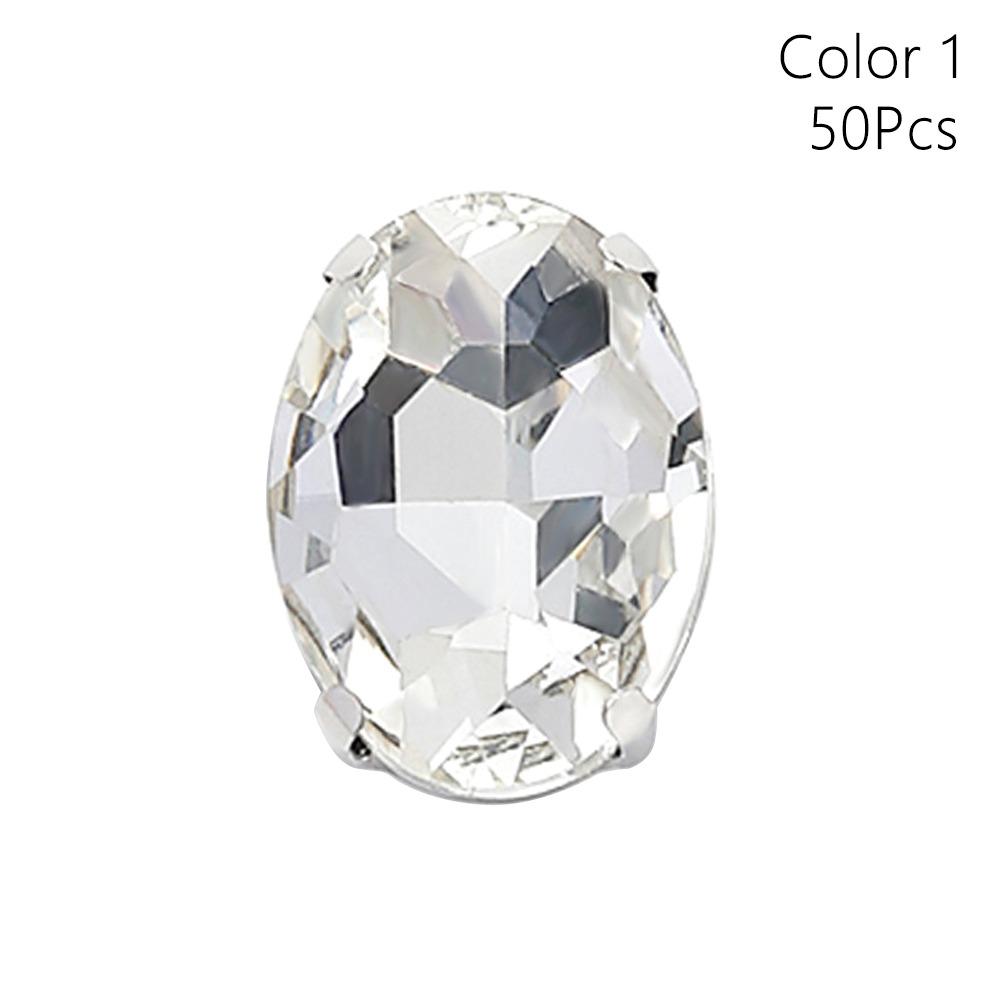 50Pcs/Pack With Silver Claw Glitter Sewing Rhinestones Sew On Diamond Beads Ornament  For Needlework