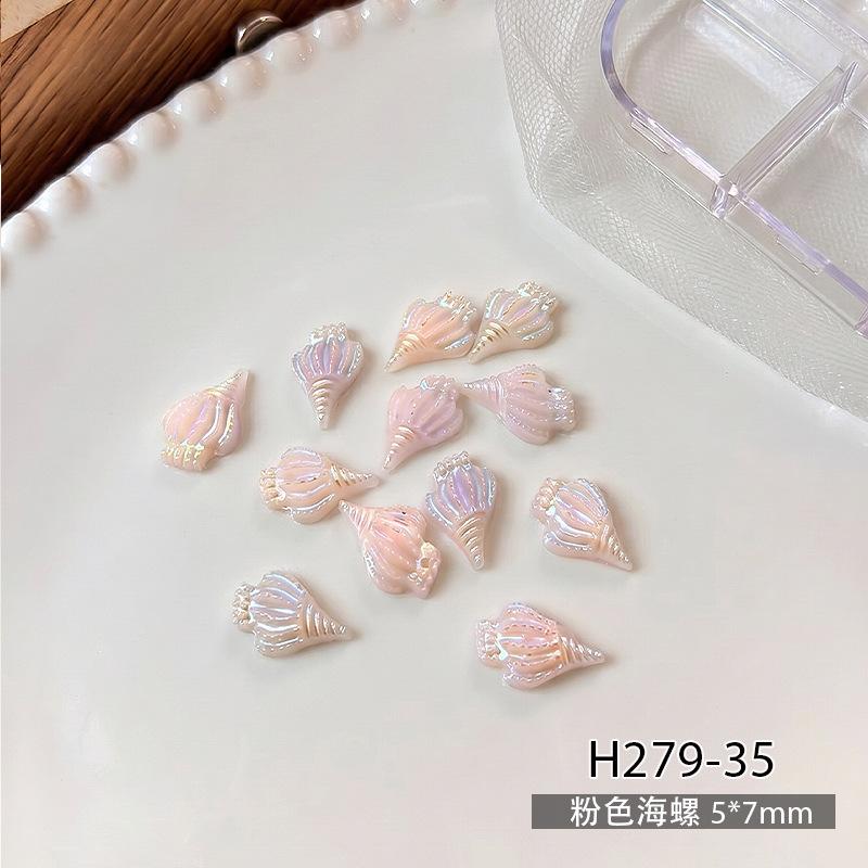50Pcs Starfish Shell Nail Art Accessories, Conch Resin, DIY Nail Jewelry, Wearable Nail Decorations