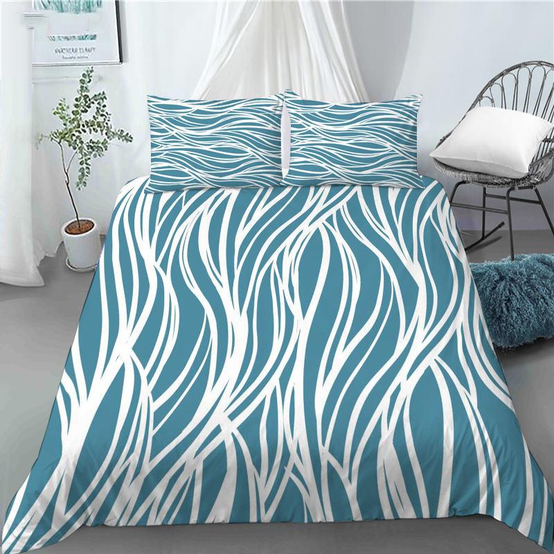 3D Japanese Wave Pattern Duvet Cover Set Fashion Polyester Quilt Cover with Pillowcase for Children Women Home Room Decor Gifts