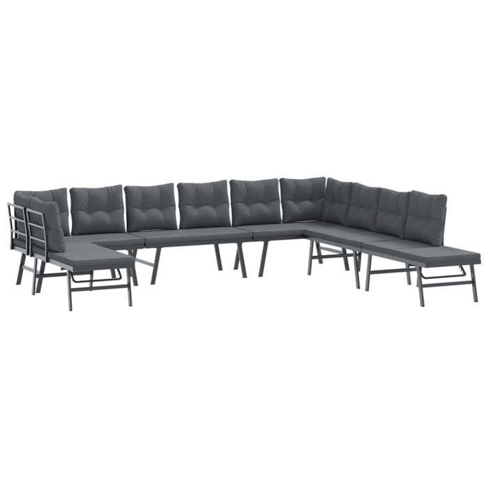 VidaXL Ensemble de bancs de jardin avec coussins 7 pcs noir, ensemble de meubles d’extérieur, ensemble de pique-nique 3283728