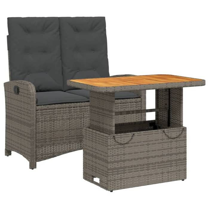 VidaXL Ensemble à Manger de Jardin avec Coussins 2 pcs, Table de Terrasse, Meubles de Patio, Mobilier d'Extérieur, Gris 3277346