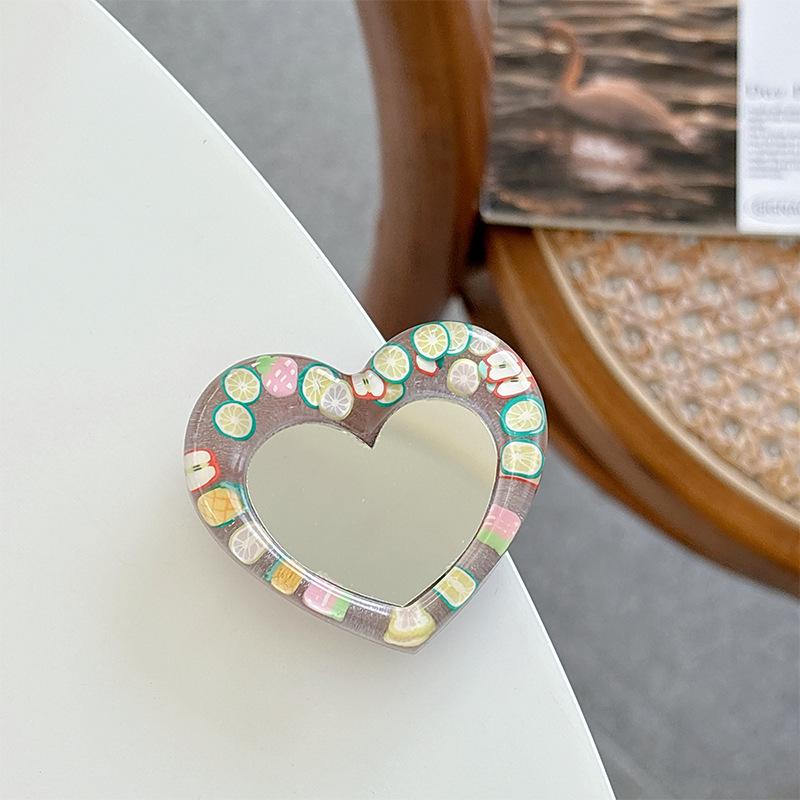 Heart Glitter Mirror Mobile Phone Airbag Bracket Wind Telescopic Paste Creative Ring Desktop Support Frame
