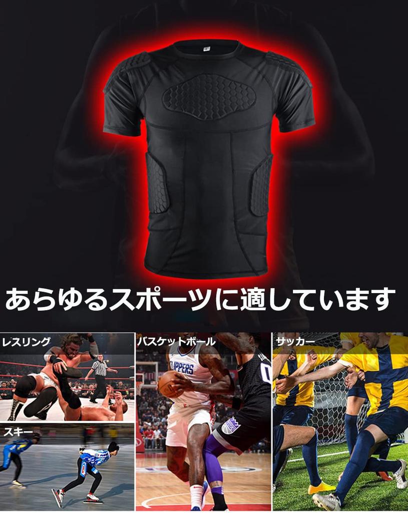 RENHE Short Sleeve Padded Body Inner Sportswear for Injury Size M Men's Protector, Protector, T-Shirt Football, Basketball, Rugby, Sweat-Wicking,