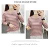 Women's Retro Striped Long Sleeve Slimming Base Layer T-Shirt for Autumn/Winter 2024