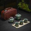 Ru Kiln Travel Kung Fu Tea Set Small Set Household Portable Tea Pot Ceramic Outdoor Travel Simple Portable Bag