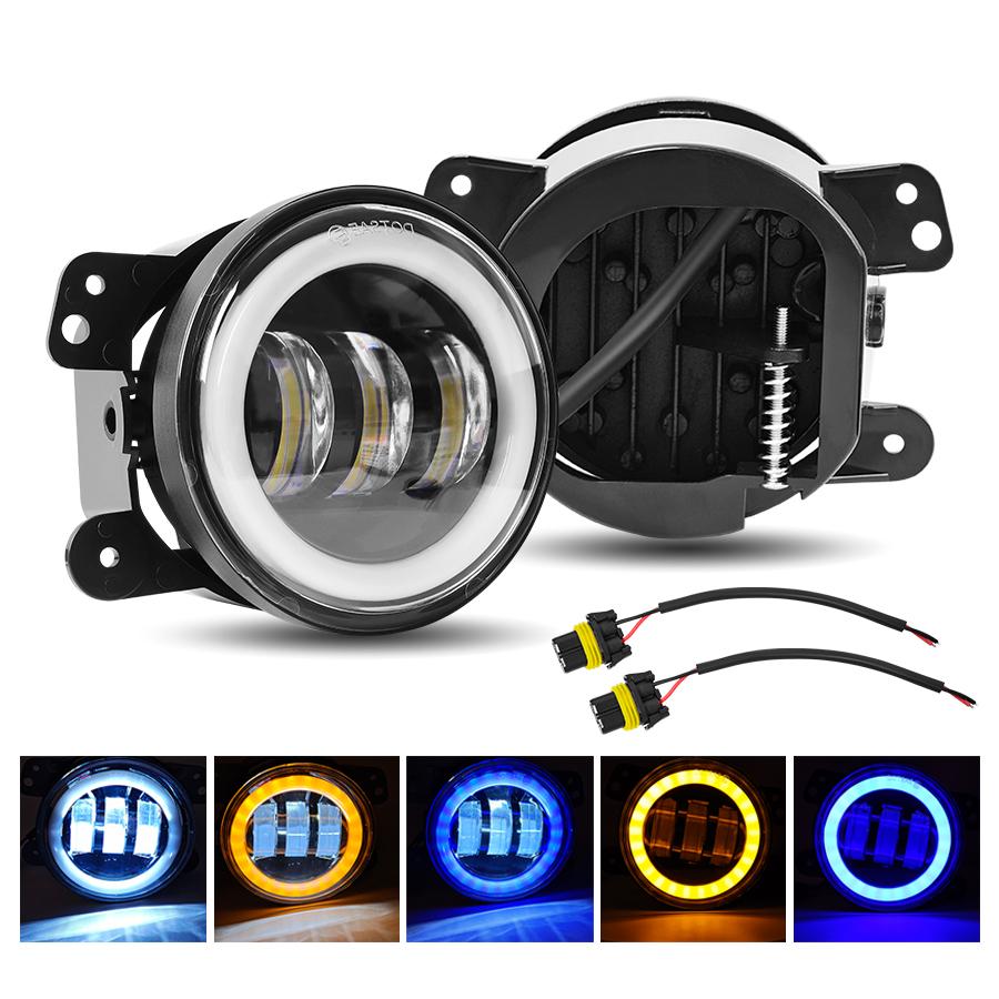 4inch Angel Eye Led LED Light Led DRL Blue High Fog Light White Amber Halo Ring DRL for Jeep Wrangler JK TJ Dodge Journey