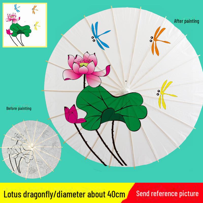 DIY Handbemaltes Weißes Ölpapier Schirm-Set für Kinder - Bastelprojekt im antiken Stil für den Kindergarten