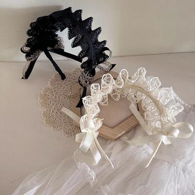 Retro krajkové gumičky do vlasů pro batole Dívka Sladká princezna Mašle do vlasů pro holčičku Černá Béžová Dětské Pokrývky hlavy Vlasové doplňky