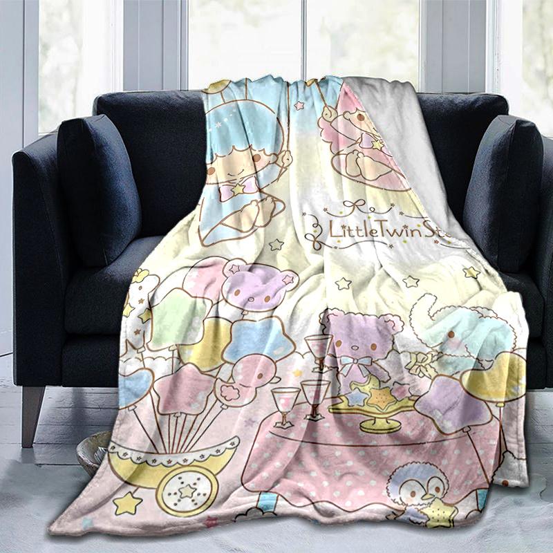 1pc Little Twin Stars Blanket, Seasonal Home Decorative Throw, Unique Gift Idea, Living Room, Travel, Camping, Car Blankets, Beach, Office Naps, Soft